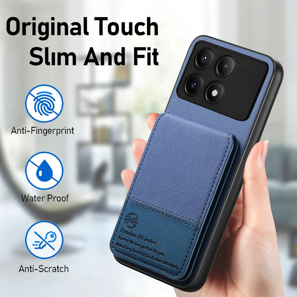ILING Cover per Xiaomi POCO F7 5G, Custodia a Premium Pelle PU Portafoglio Caso, Ultra Sottile Antiurto Flip Cover con Slot per Scheda/Supporto/RFID Blocking (Nero
