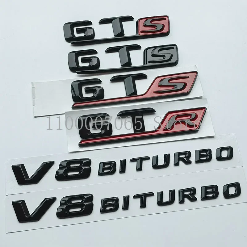 2015 Lettere Nere Lucide Gt Gts V8 Biturbo Top Emblema Abs Per Mercedes Benz Gt Amg Series Car Side Fender Trunk Badge Sticker