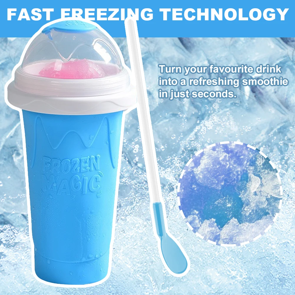 뚜껑이 달린 슬러시 메이커 컵, 빨대 슬러시 컵, 주스 우유 및 아이스크림, 어린이 친구 및 가족용 