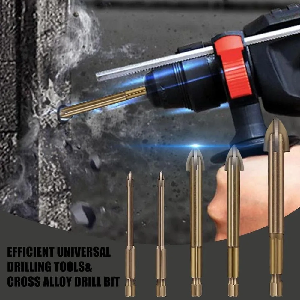 

1xEfficient Universal Drilling Tool Multifunctional Cross Alloy Drill Bit 3-12mm Ceramic Brick Wall Hole Opening Tool