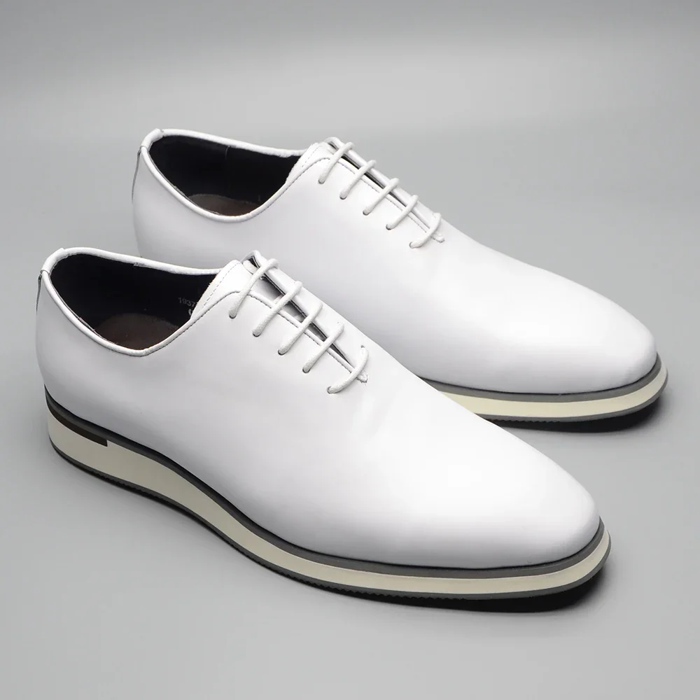 Classic Gentleman White Dress Shoes Handmade Whole-Cut