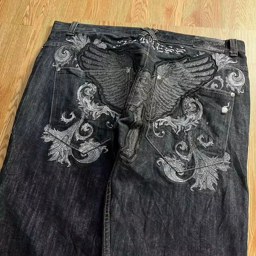 2000s Oversized Couple Jeans American New Fashion Embroidered Loose Jeans Men And Women Street Casual Floor Mopping Pants 2