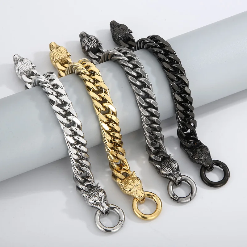 Fongten Viking Wolf Kopf Edelstahl Armband Für Männer Rock Bühne Zubehör Mode Schmuck Bankett Freund Geburtstag Geschenke – Detail 5