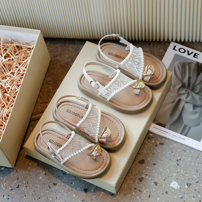 Girls Pearl Slippers Anti Slip Beach Sandals