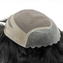 Bond Base Man Hair Prothesis Fine Mono With Npu Toupee For Men