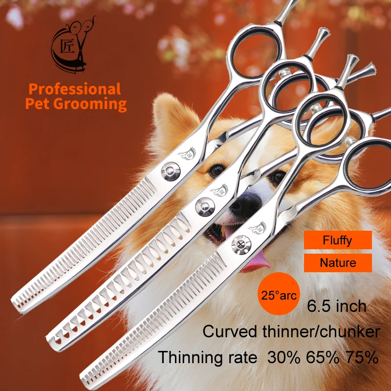 crane-65-inch-curved-thinning-scissors-pet-dog-grooming-thinner-shear-bichon-dog-scissors-fluffy-traceless-thinning-rate-30-75