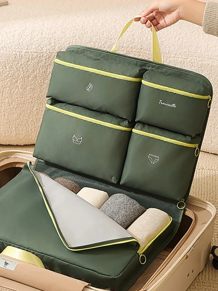 Foldable Hanging Organizer Storage Bag Travel Clothing Luggage Storage Bag Polyester Portable Hanging Suitcase Organizer Big 4