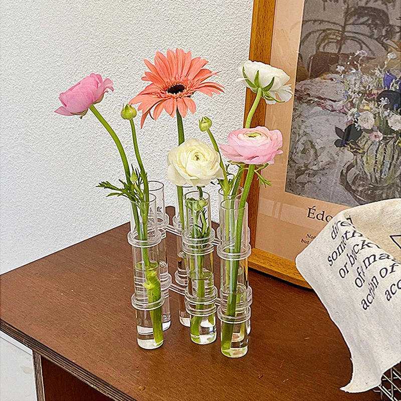 Vase à tube à essai transparent de style nordique, vase en verre pour  plantes florales, vase hydroponique, pot de fleurs pour la maison,  décoration de bureau, fournitures de jardin - AliExpress