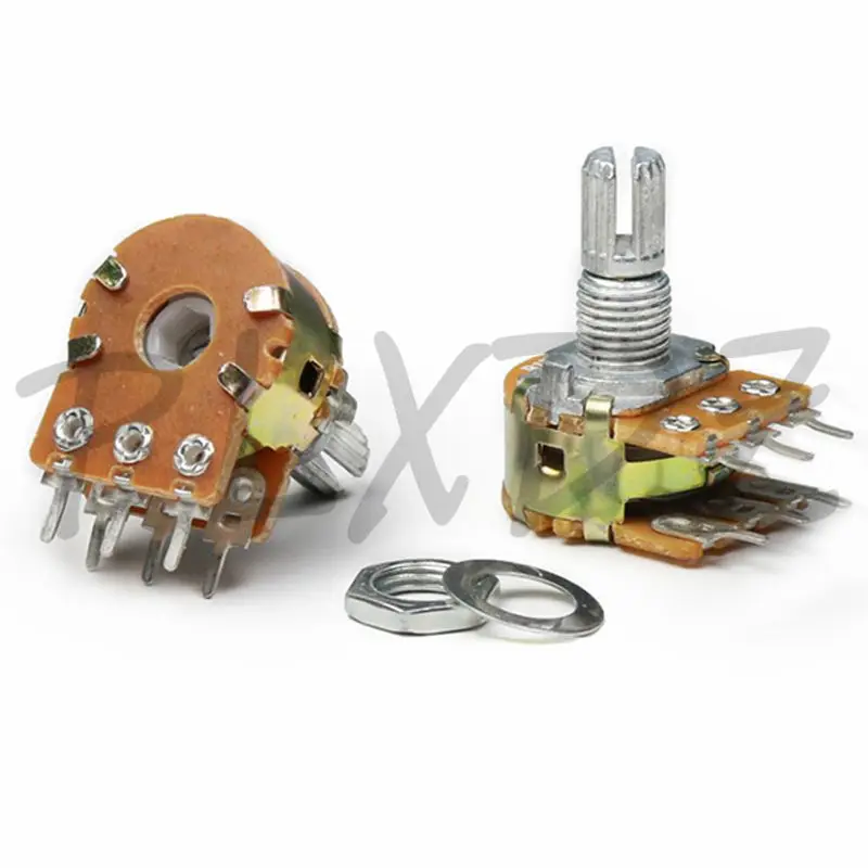 10PCS 6-pin WH148 Duplex Potentiometers Shaft Length 15 L15MM 6PIN B 1K 2K 5K 10K 20K 50K 100K 500K ohm Dual Potentiometer