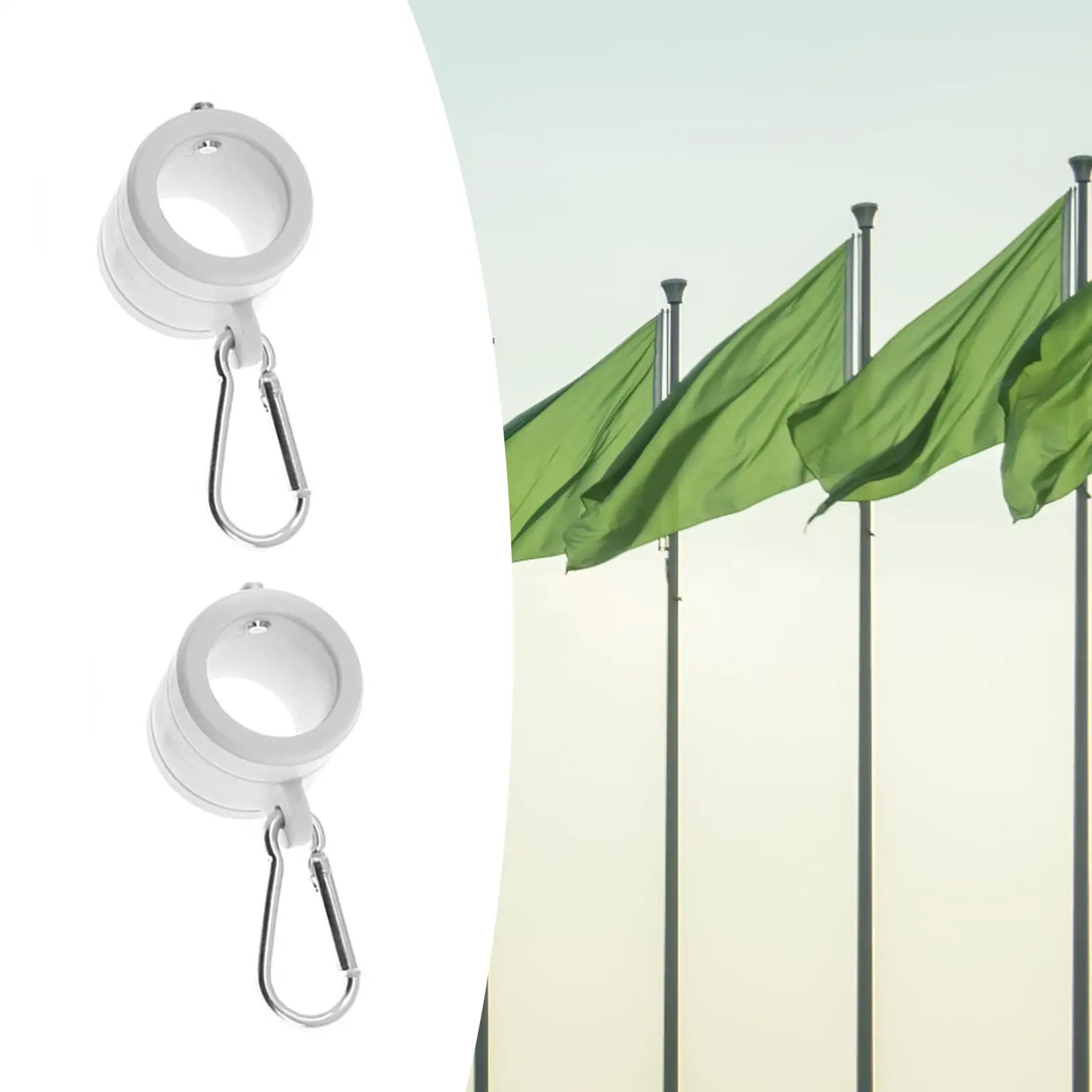 2x Flag Pole Clips Swivels for 1.02-1'' Flag Pole Flagpole Hardware Mounting Ring Rotating Rings Strong Durable