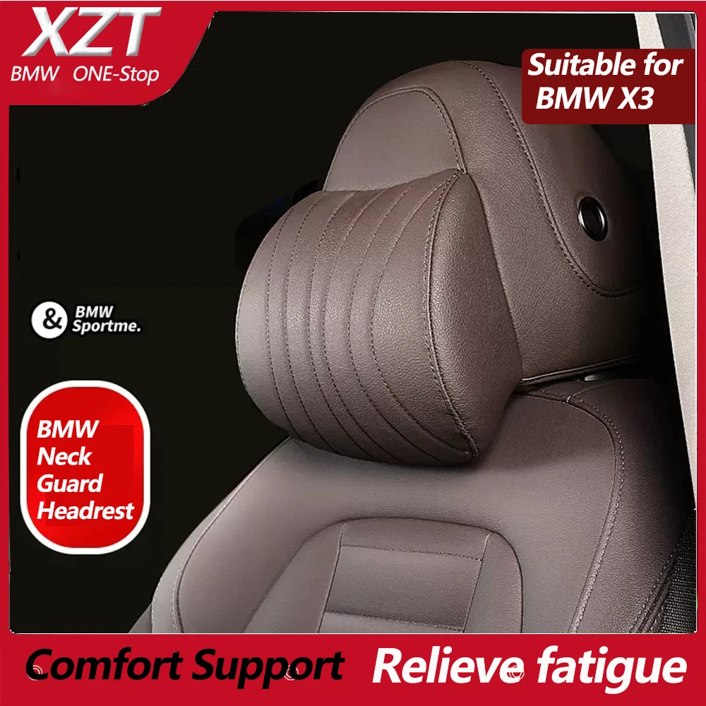 

Car Seat Headrest Travel Rest Neck Pillow PU Leather Neck Pillow Memory Foam Pillows For BMW X3 Accessories