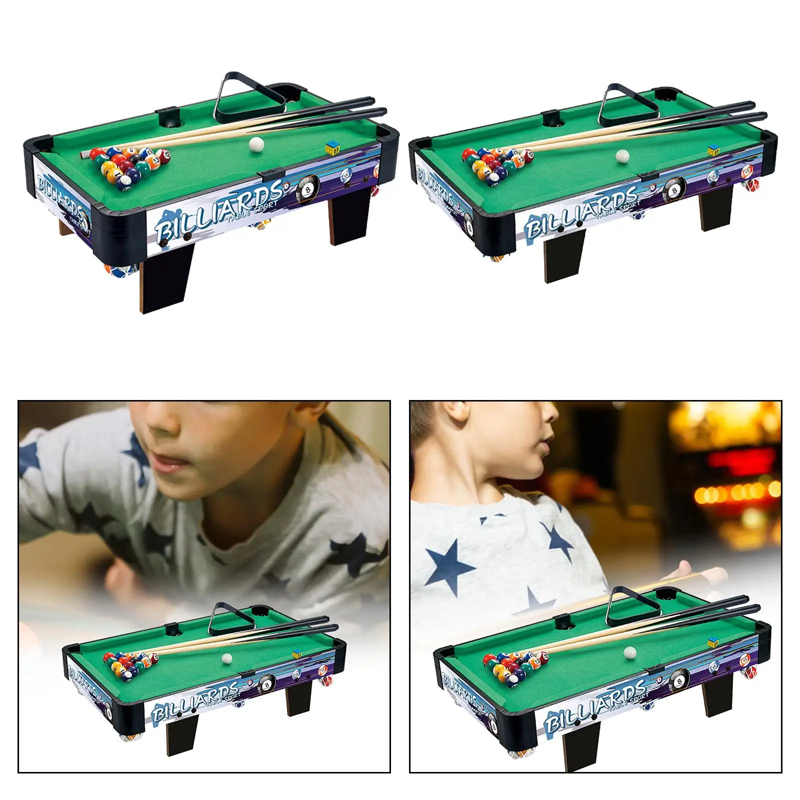 Billiard Pool Set Chalk, Triangle Rack Board Games Miniature Billiard Game for Family Home Office Use Adults Parties Children