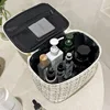 New Korean plaid portable small fragrance makeup bag Large capacity portable toiletry storage bag makeup box travel 5