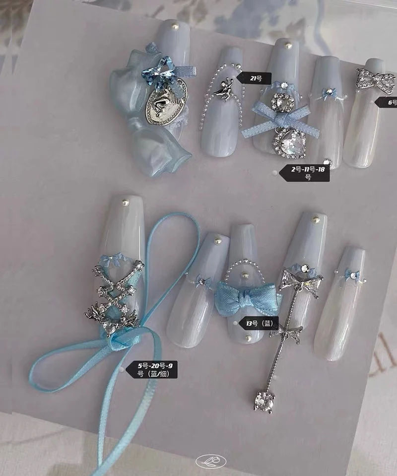 5PCS/3PCS New Luxury Metal Zircon Nail Charms LZ Castle Style Bow Pendant Zircon Nail Parts Nail Supplies For Professionals 5