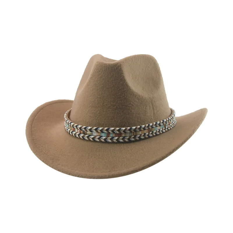 Cappello Da Cowboy Cowboy Western Cowgirl Cappelli Per Le Donne Fedora Felted Hat Band Belt Casuall Panama Camel Khaki Hats Sombrero Hombre