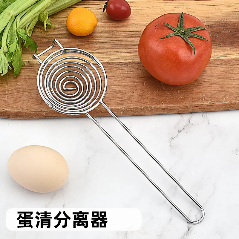 Portable Spiral 304 Stainless Steel Egg White Separator Wire Extension Handle Protein Egg White Yolk Separator Hot Pot Fence Egg Separator