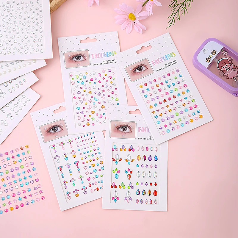 Makeup Diamond Eyes Face Festival DIY Body Crystal Gems Tattoo Adhesive Rhinestone Nail Art Decoration Acrylic Eyeshadow Sticker 4