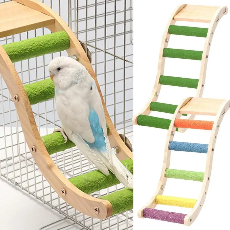 

Wood Bird Perch Stand Bird Stand Toy Wood Ladder For Parakeets Bird Exercise Toy Play Ladder Climbing Ladder Perch Toy For