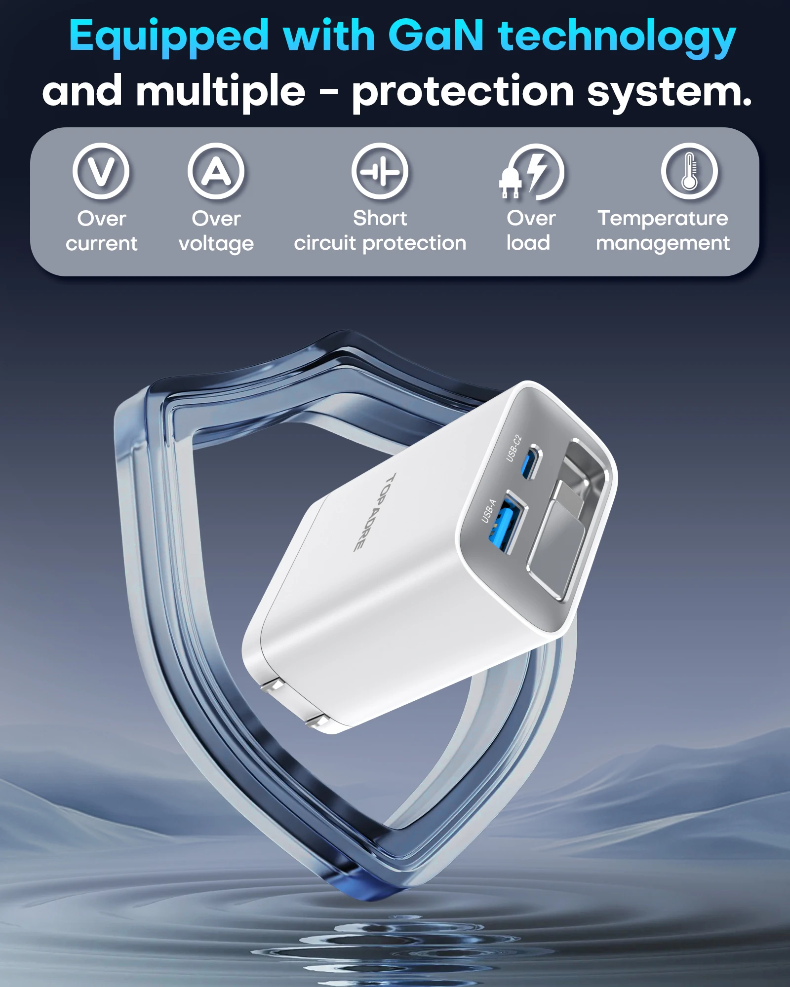 65W GaN PD3.1 Fast Charger With Retractable Cable , 3-Port Type-C + USB-A Travel Adapter For IPhone , Laptops, Galaxy Series 4