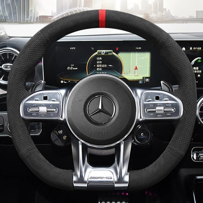

Custom Car Steering Wheel Braid Cover Suede 100% Fit For Mercedes-Benz A35 A45 E63 G63 C63 CLA45 CLS53 E53 E63 GLA35 S63 AMG