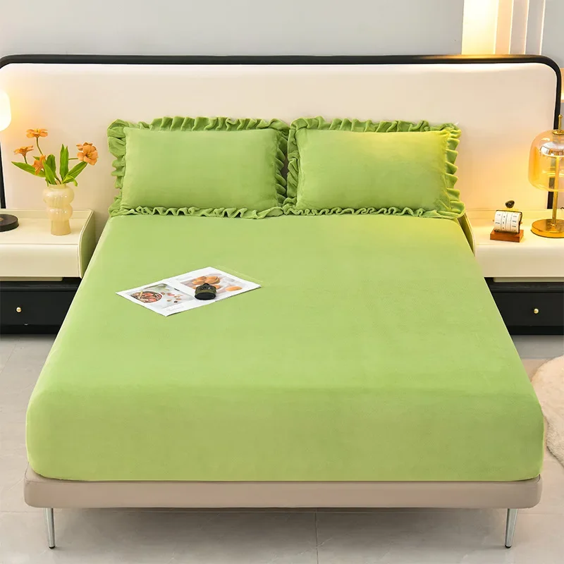 new high gram weight solid color milk fleece mattress thickened, strong warmth retention in winter, soft and comfortable