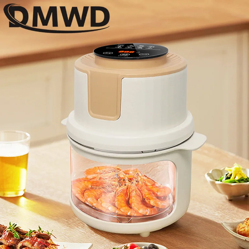 DMWD 다기능 전기 프라이어 오븐, 시각적 유리 프라이어, 프렌치 프라이, 치킨 프라이어 냄비, 생선 튀김, 광파 화로 3L 