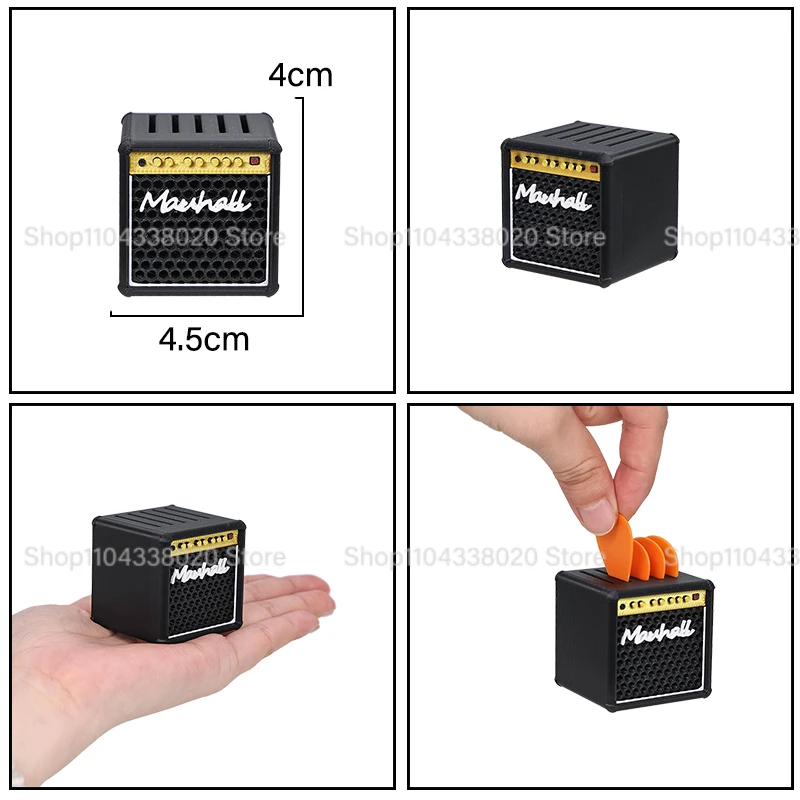 Wodoodporny, uroczy futerał na kostki gitarowe w kształcie głośnika, drukowany w 3D, przenośny.