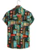 2024 Men's Fashion Retro Printed Short Sleeve Shirt Men's Hawaiian Printed Shirt Retro Totem Print Men's Oversized Tops SIZE 5XL 2