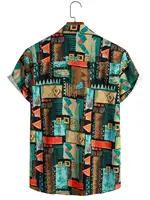 2024 Men's Fashion Retro Printed Short Sleeve Shirt Men's Hawaiian Printed Shirt Retro Totem Print Men's Oversized Tops SIZE 5XL 2
