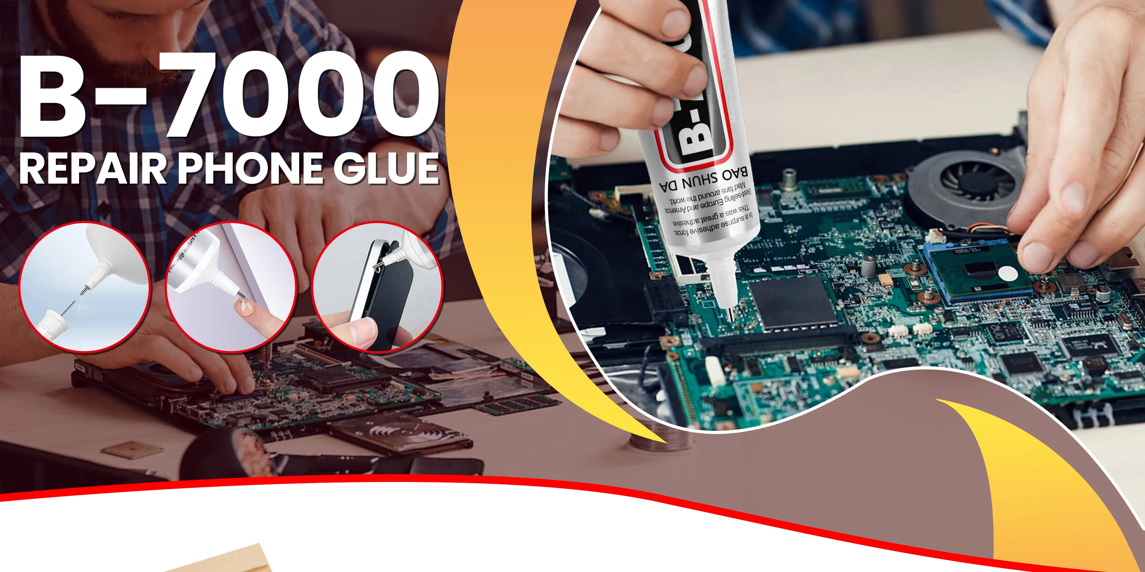 Tuba lepidla B7000 stojící vzpřímeně na jednobarevném pozadí