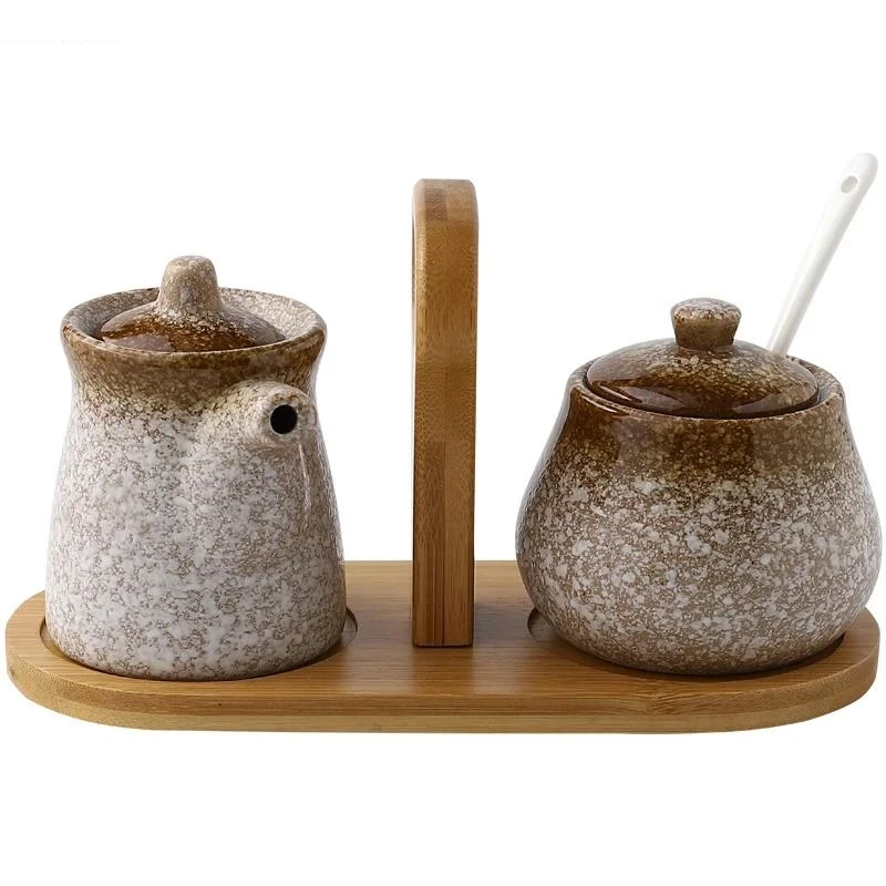Ceramic Seasoning Jar Retro Spice Tools Organizer Jars Home Soy Sauce Oil Bottles Salt Pepper Shakers Kitchen Accessories