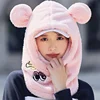 3D Bear Ear Skiing Helmet Cover Panda Skiing Plush Hats Comfortable Soft Wool Winter Outdoors Cute Riding Mask Keep Warm Caps 5