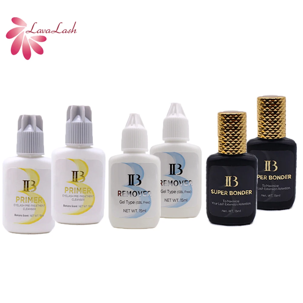 IB Eyelash Extension Glue Primer Premium Gel Remover Clear Eyelashes Super Bonder Professinal Adhesive Hardener 2bottles/set 5