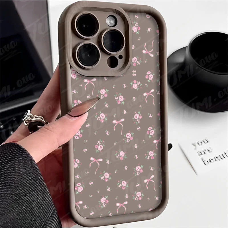 thumbnail image 1 of Rose Flower Bowknot Matte Phone Case for Xiaomi POCO X6 X5 X4 GT F3 F4 F5 M6 Pro X3 NFC Mi 13T 12T 11T 13 12 11 Lite 5G NE Cover, 1 of 5