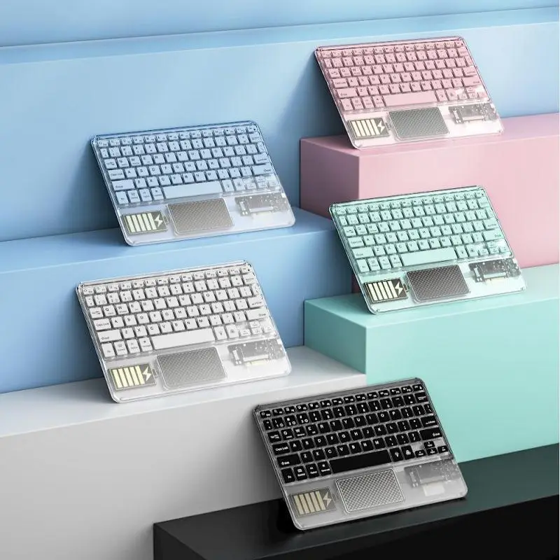 Transparente Teclado Bluetooth Teclado Retroiluminado para Android Ios Windows Tablet sem Fio Russo Espanhol Coreano Ipad 10th