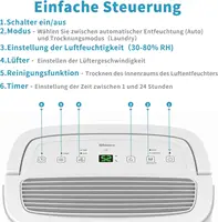 SHINCO WIFI Déshumidificateur Portable 50L/Jour avec Pompe de Relevage, Purificateur d'air, Filter à Charbon Actif, Minuterie 24h, Drainage Continu, Fonction Sèche-Linge, Blanc 3