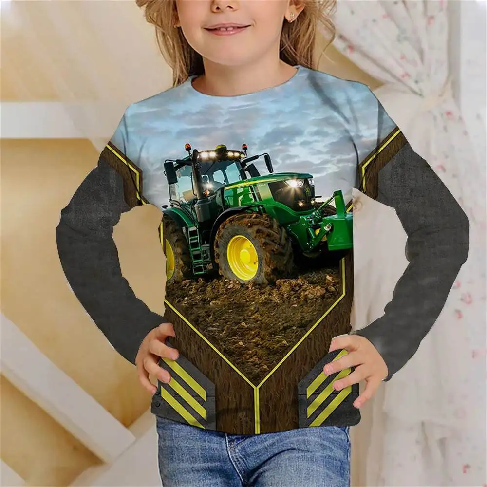 Camisetas largas con estampado 3D de camiones y tractores, camiseta de  verano con cuello redondo para niños, ropa holgada de moda Unisex para  niños y niñas de gran tamaño - AliExpress, image size:1000x1000