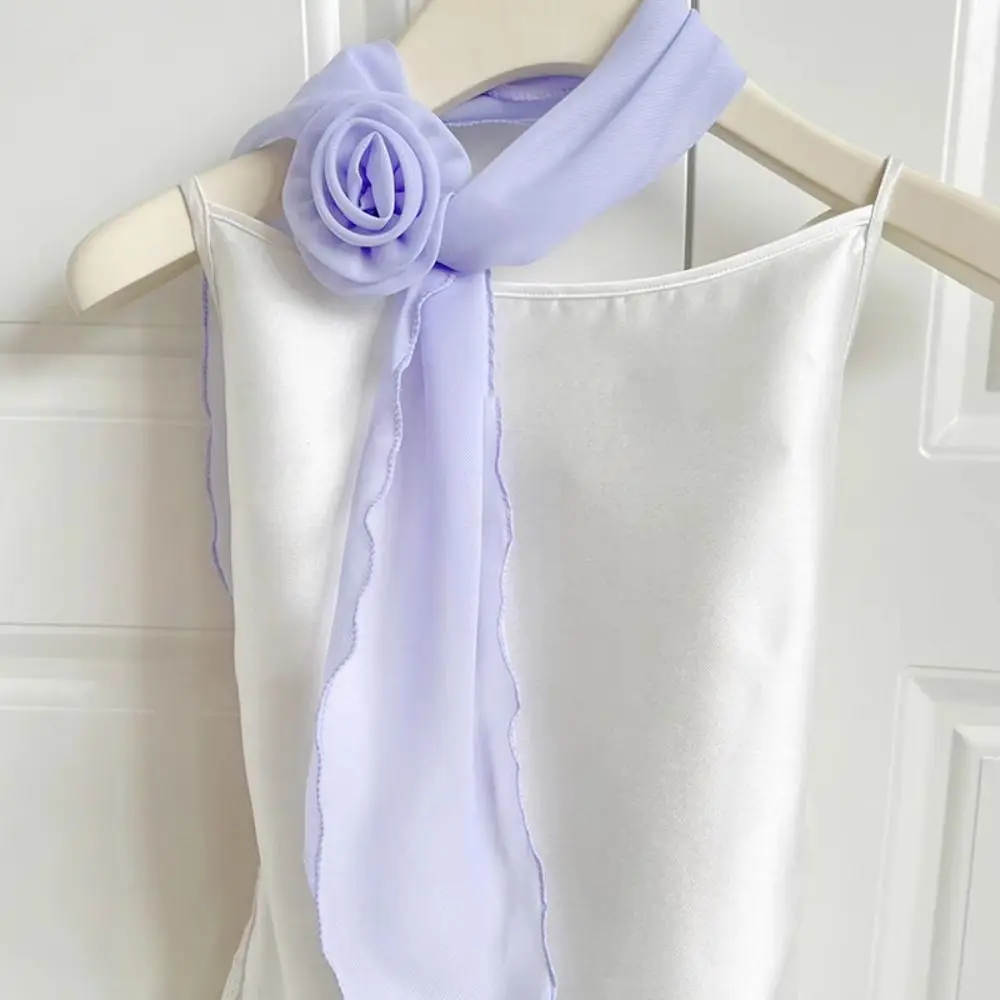 Stylish Luxury Chiffon Scarf Trendy Elegant Floral Scarf Shawl Versatile Detachable Rose Decor Neck Scarf For Women Girls Gifts