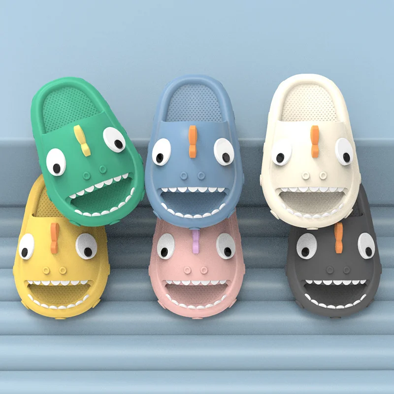 Cute Cartoon Children's Slippers Summer Boys Girls Baby Slipper Dinosaur Home Indoor Bath Children's Parents' Slippers