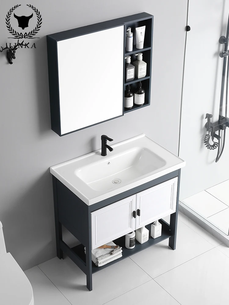 

Floor type ceramic wash basin, small family, integrated balcony bathroom, washbasin, bathroom, washbasin and cabinet combination