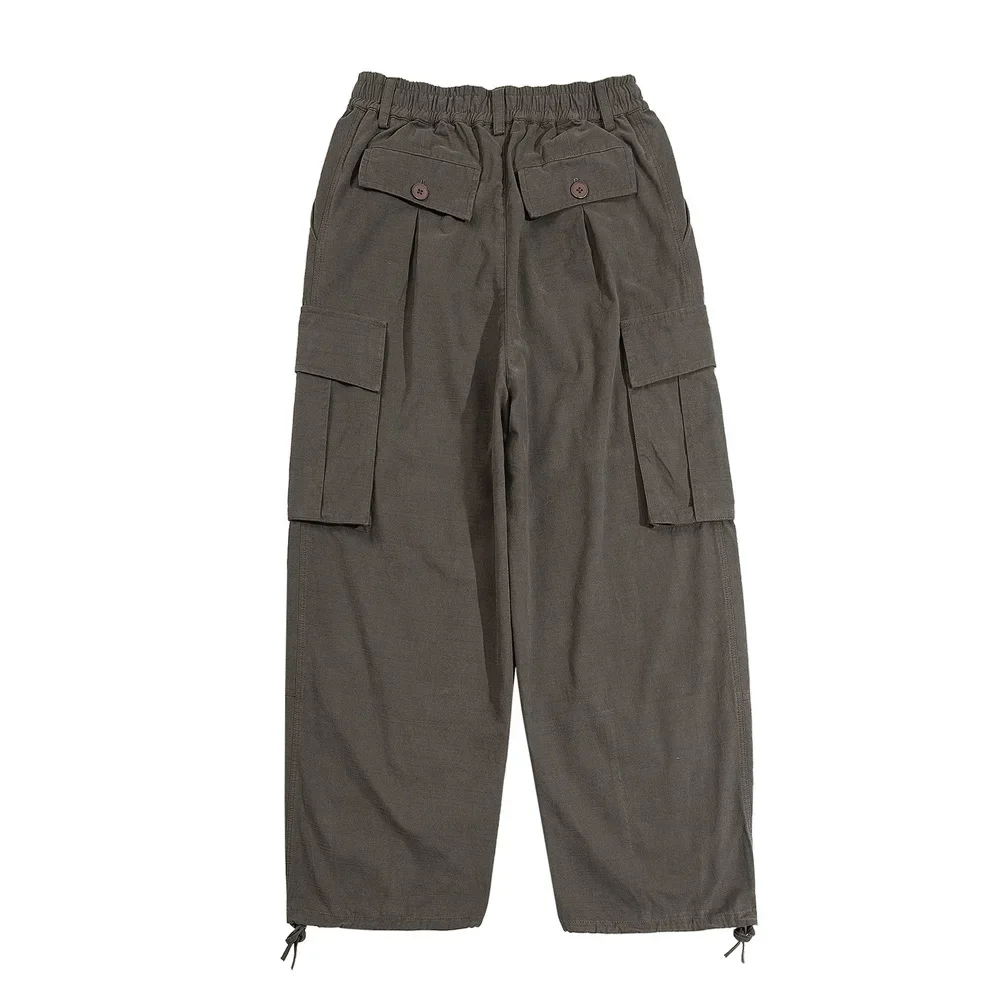 Pantalones holgados informales de algodón lavado para hombre, ropa de calle de pierna ancha Vintage, pantalones Cargo para exteriores, Joggers de Hip Hop