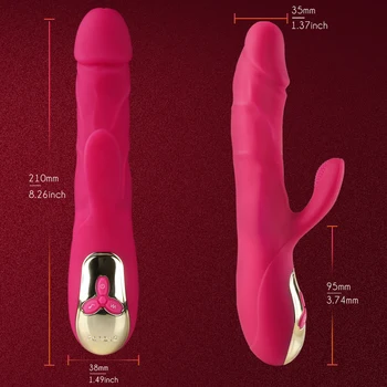 Heating Thrusting Dildo Double Vibrators for Women Clitoris Stimulator Adult Sexy Toys Masturbators Wand Couple Sex Machine 6