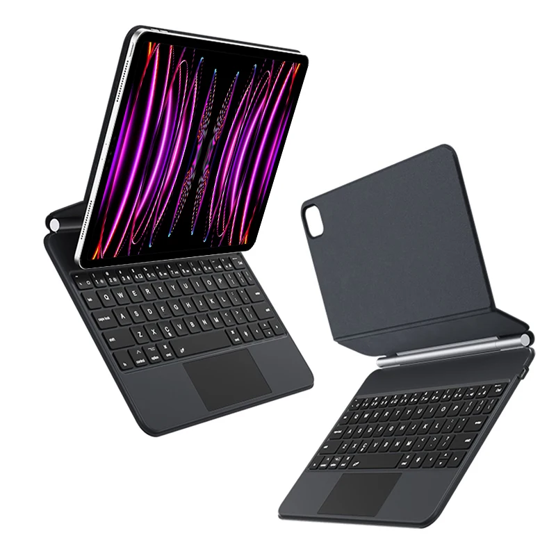 백라이트 매직 키보드 폴리오, iPad Pro 12.9 인치 2022 2021 2020 2018 3 4 5 6 세대 커버, 영어 아랍어 프랑스어