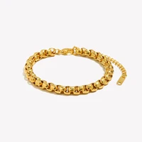 E.B.belle Stainless Steel 18K Gold Plated Bold Chunky Tarnish Free Snake Chain Necklace Bracelets Jewelry Set