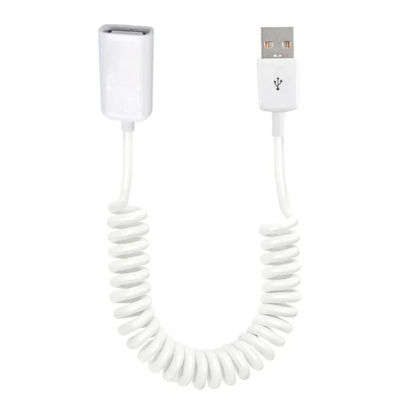 Coiled USB 2.0 Extension Cable - Male to Female, 1M/3.2Ft, Spring Design