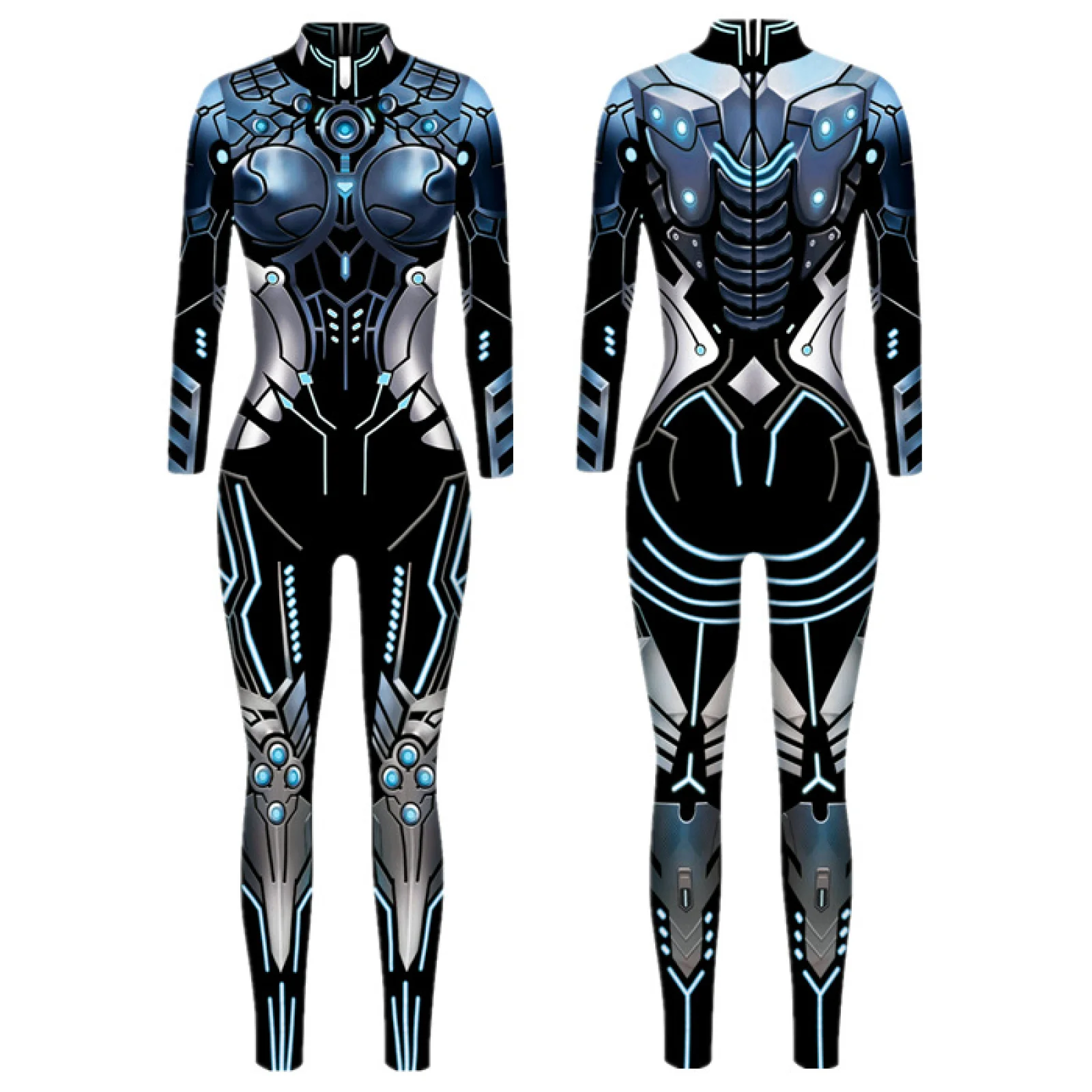 thumbnail image 1 of Mono de moda para mujer, estilo robot guerrero punk, tecnología del futuro, disfraz de carnaval, traje sexy ajustado para niña, 1 of 5