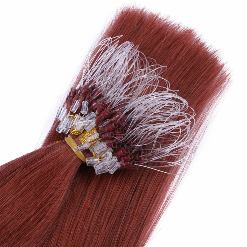 Straight Micro Loop Hair Extension Human Hair Brazilian Remy Extensions for Women Invisible Fishing Line Nanolink