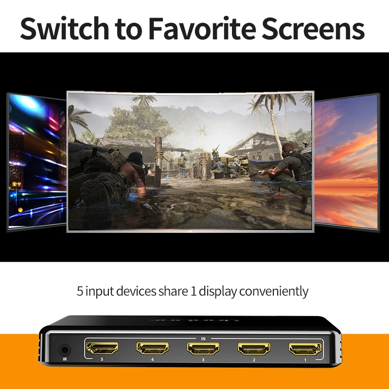 Unnlink-switch Hdmi com Controle Remoto ir Video Switcher em 4k 60hz 5x1 em Uso com tv Box Ps4 Xbox pc para tv Monitor Projetor - Imagem 6