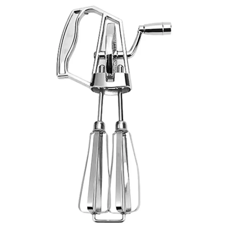 

Stainless Steel Egg Mixer Manual Rotary Blender Mixer Blending Tools with Two Circular Whisks for Making Snacks Breads Sauces