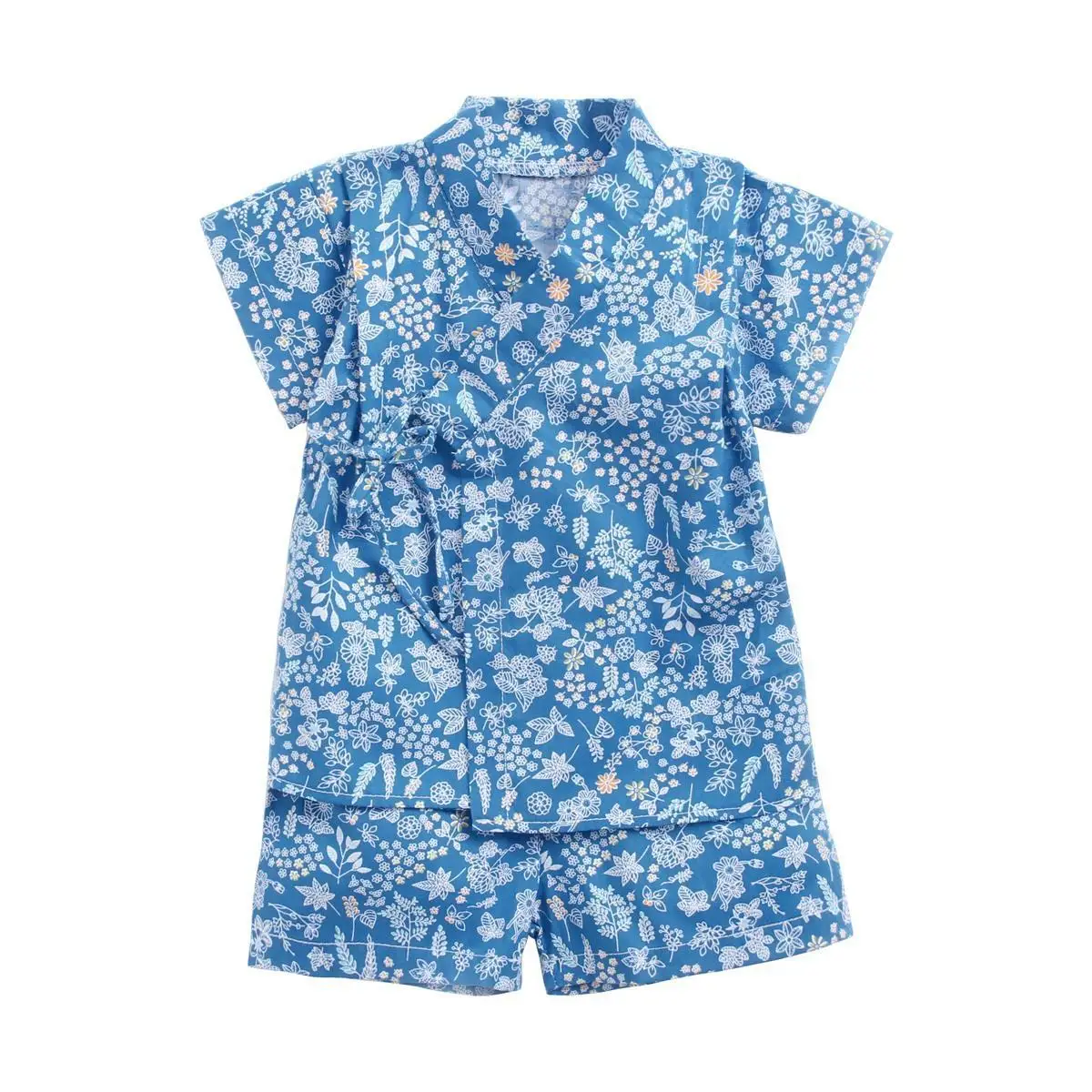 Children's Cotton Japanese Kimono Yukata Baby Cute Print Comfortable Sleepwear Home Kids Short-Sleeved 2-Piece Set LC967